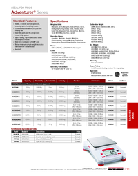 Thumbnail of document Data Sheet - Adventure Series, OHAUS Legal for Trade Balance